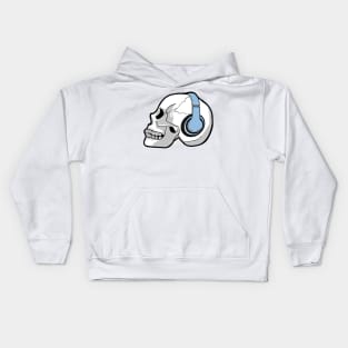 Skull wearing headphones Kids Hoodie